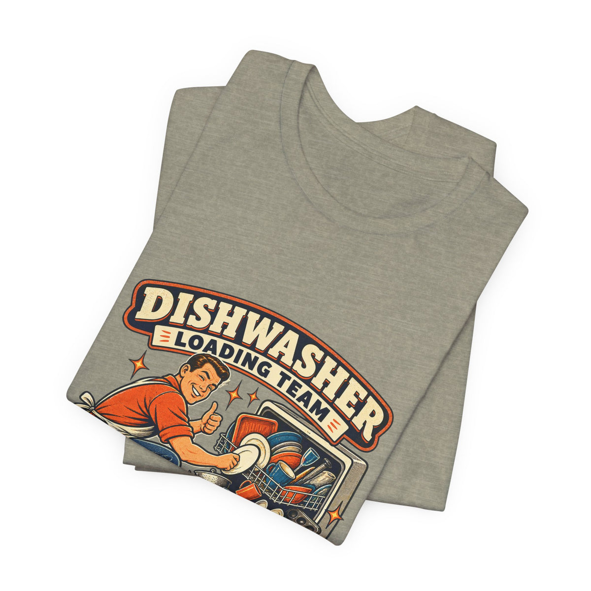Dishwasher Loading Team T-Shirt, Creative Arrangements Retro Kitchen Humor Tee