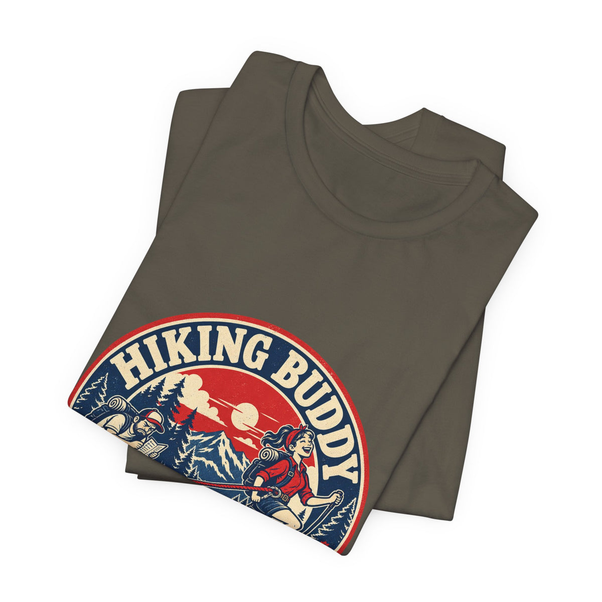 Hiking Buddy T-Shirt — Vintage Mountain Trekking Tee with Terms & Conditions Apply