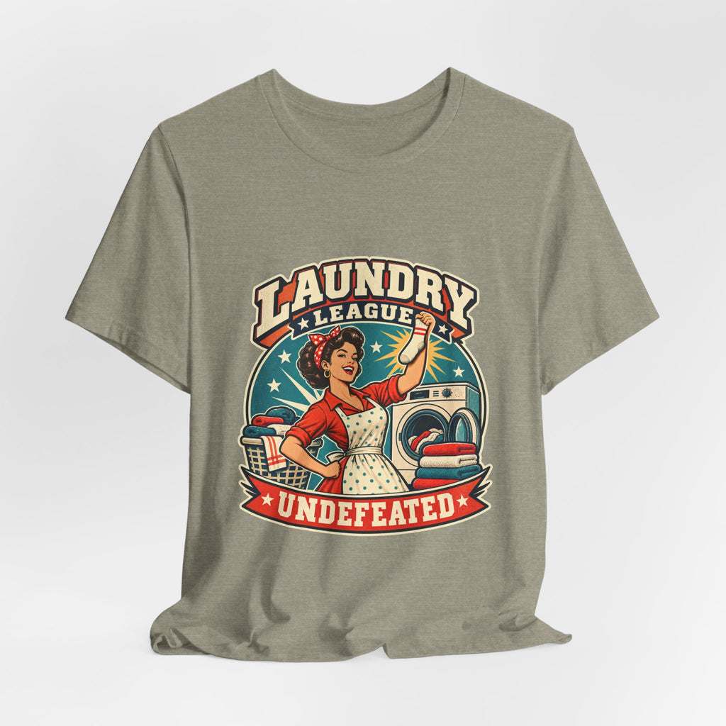 Laundry League Undefeated T-Shirt, Vintage Retro Laundry Room Humor Tee