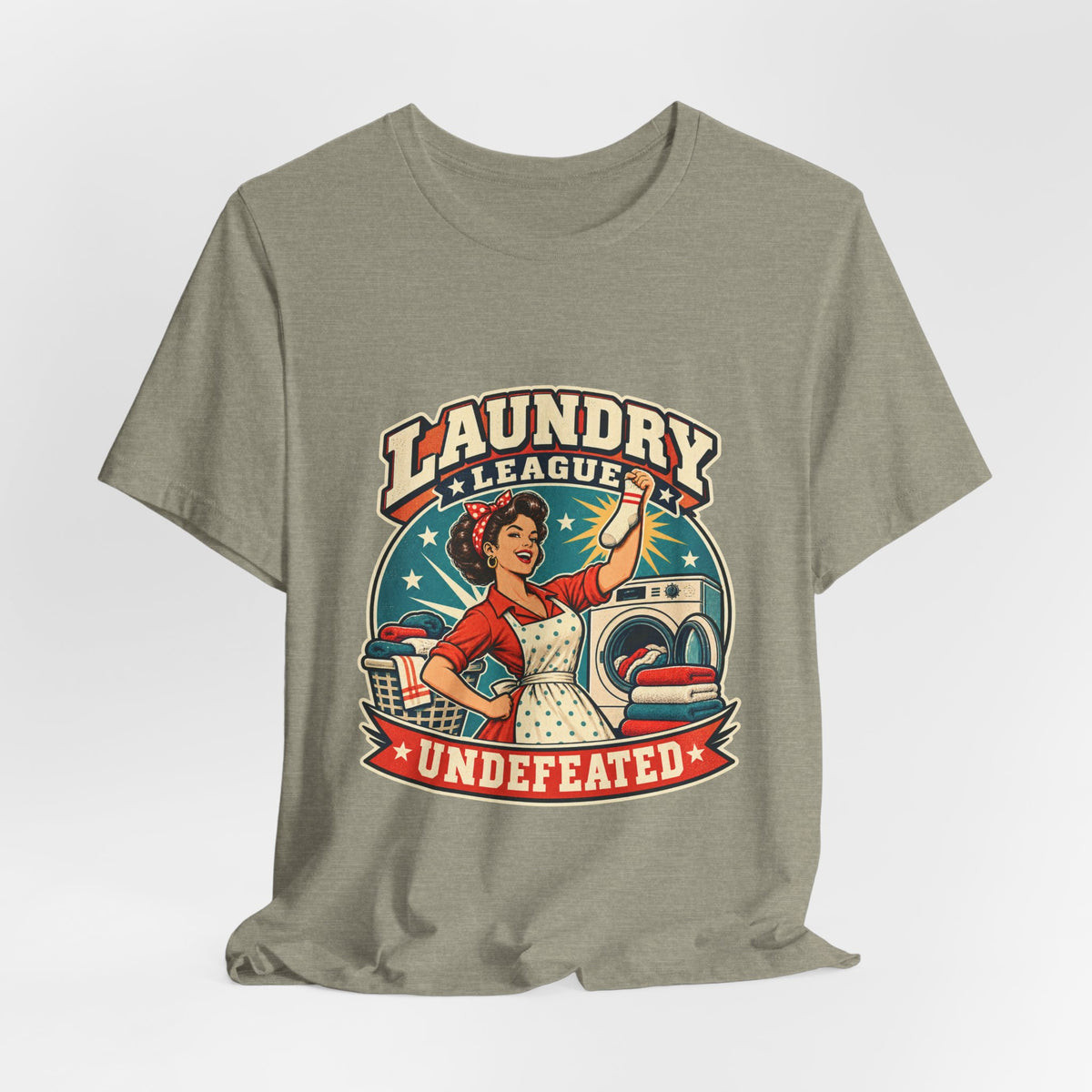 Laundry League Undefeated T-Shirt, Vintage Retro Laundry Room Humor Tee