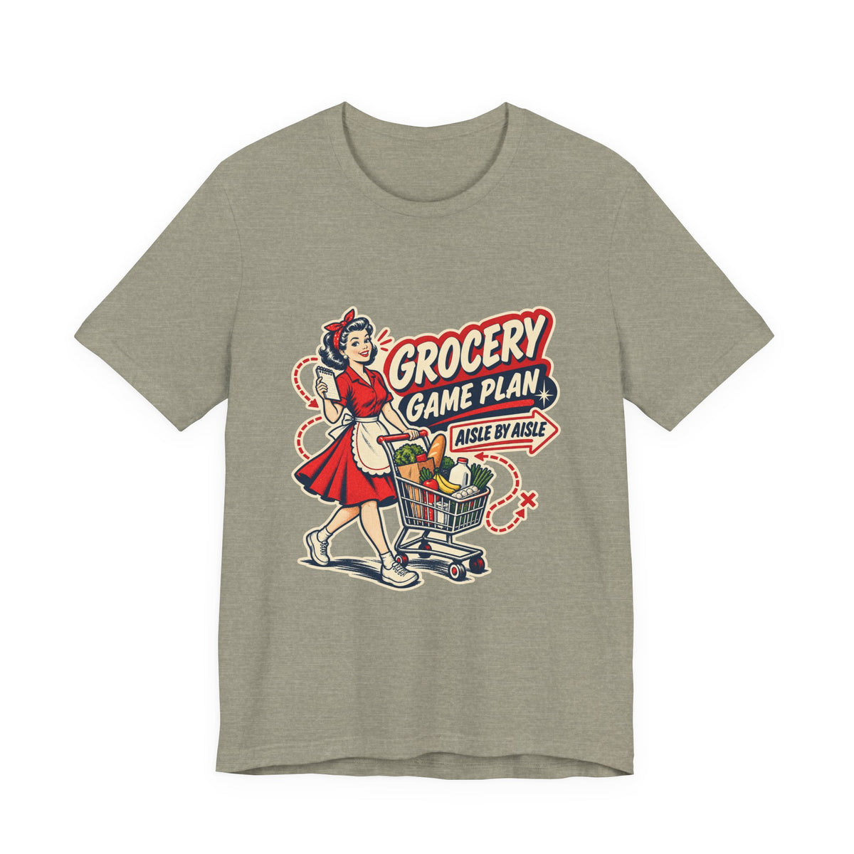 Grocery Game Plan Vintage T-Shirt — Aisle by Aisle Retro Shopping Humor Tee