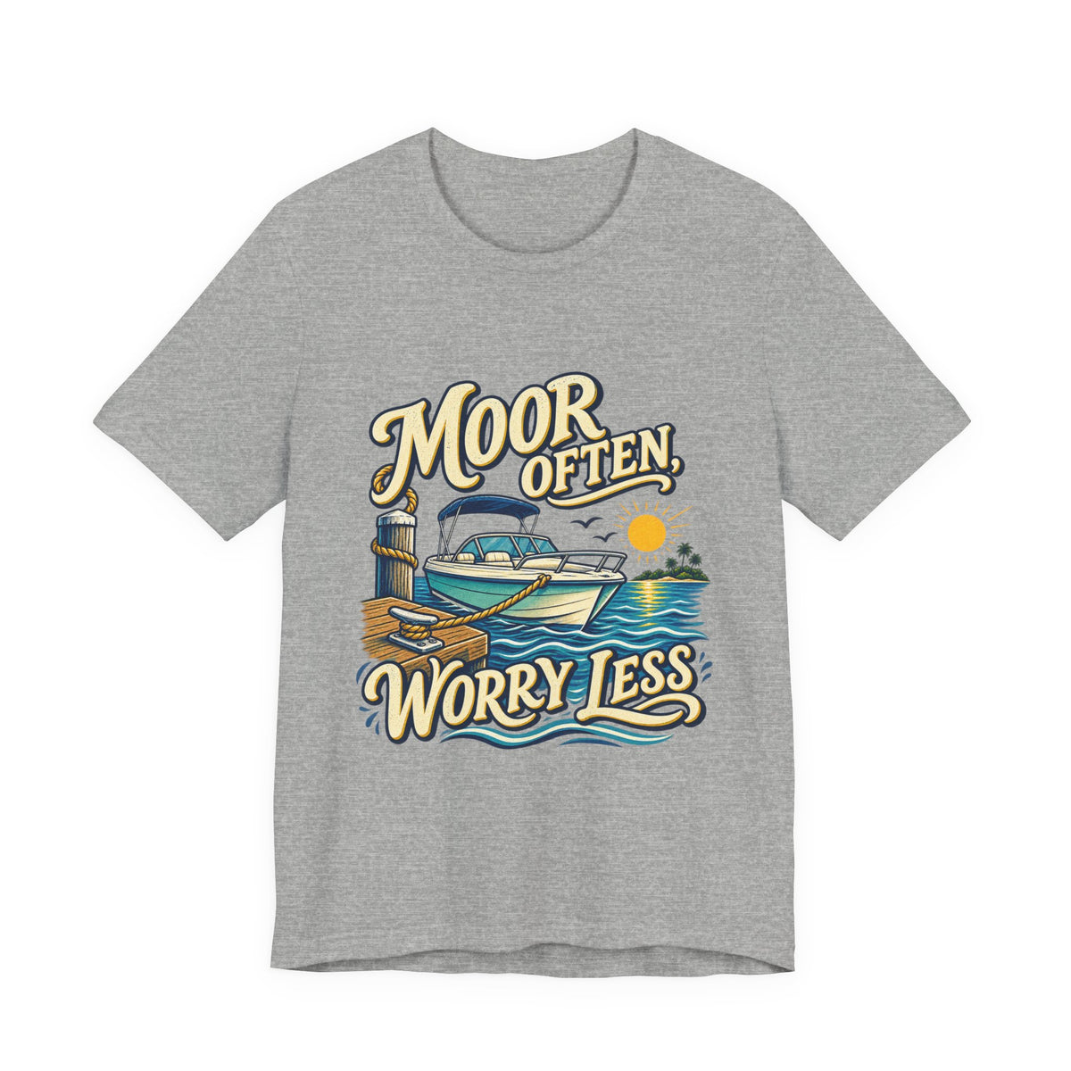 Moor Often Worry Less Boat T-Shirt — Vintage Boating and Lake Life Humor Tee