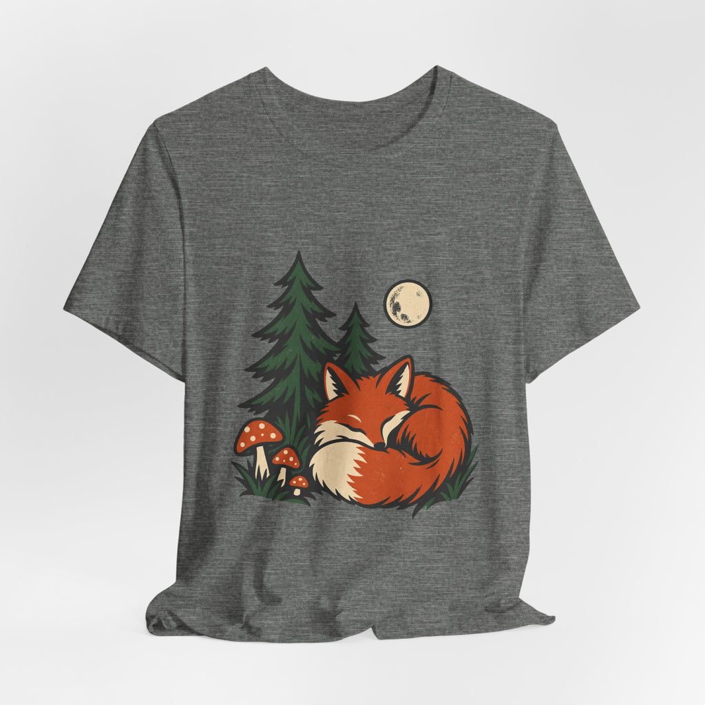 Sleeping Fox in the Forest T-Shirt — Vintage Woodland Nature Tee