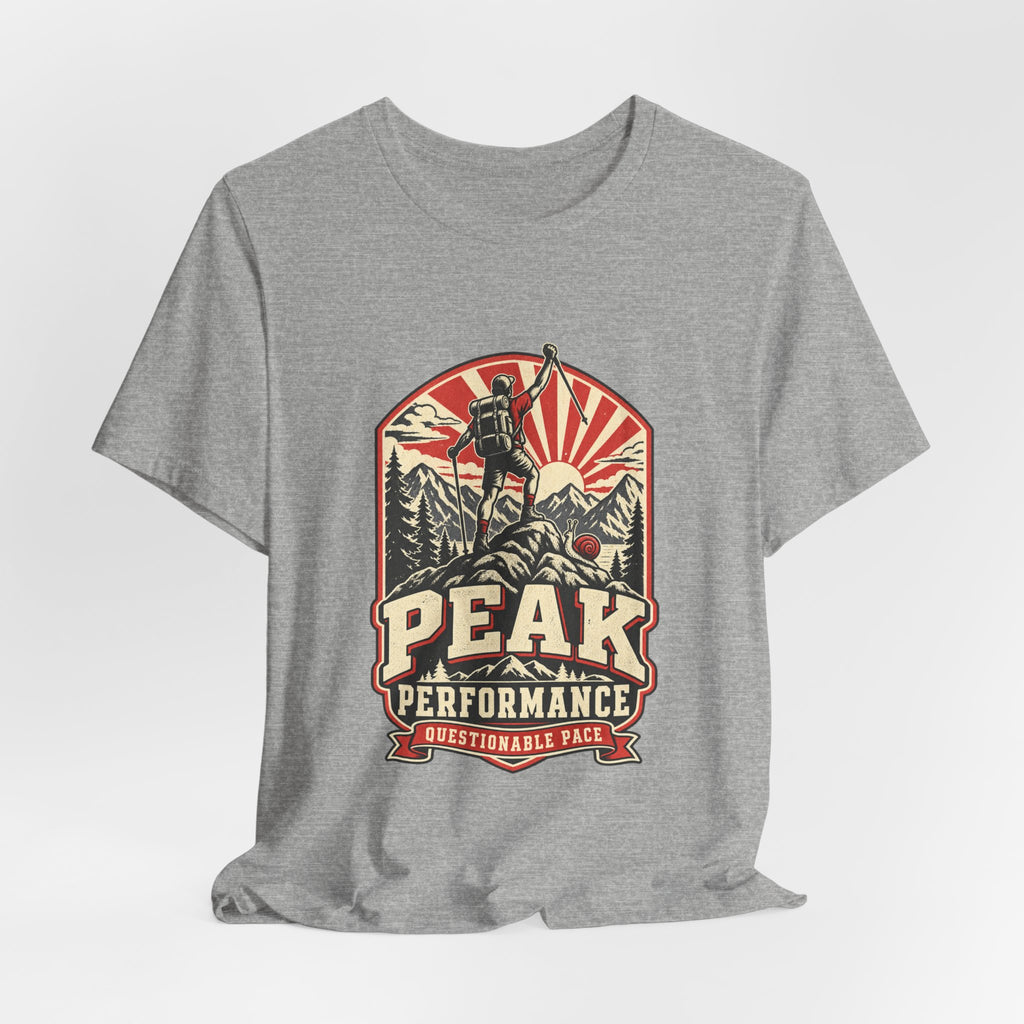 Peak Performance Questionable Pace T-Shirt — Funny Hiking Snail Vintage Mountain Tee