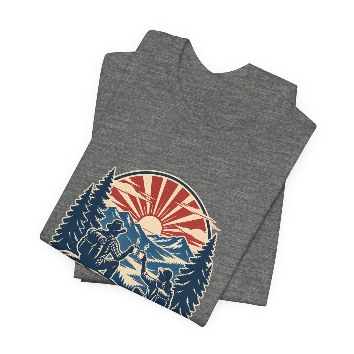 Sunrise Crew Hiking Tee — Running on Coffee & Views Vintage Mountain Shirt