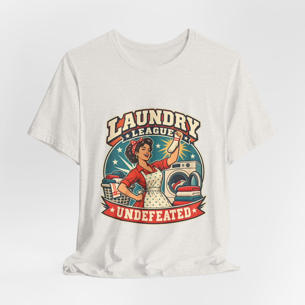 Laundry League Undefeated T-Shirt, Vintage Retro Laundry Room Humor Tee
