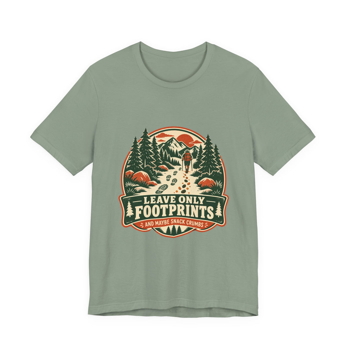 Leave Only Footprints T-Shirt — Funny Hiking Trail Snack Crumbs Vintage Mountain Tee