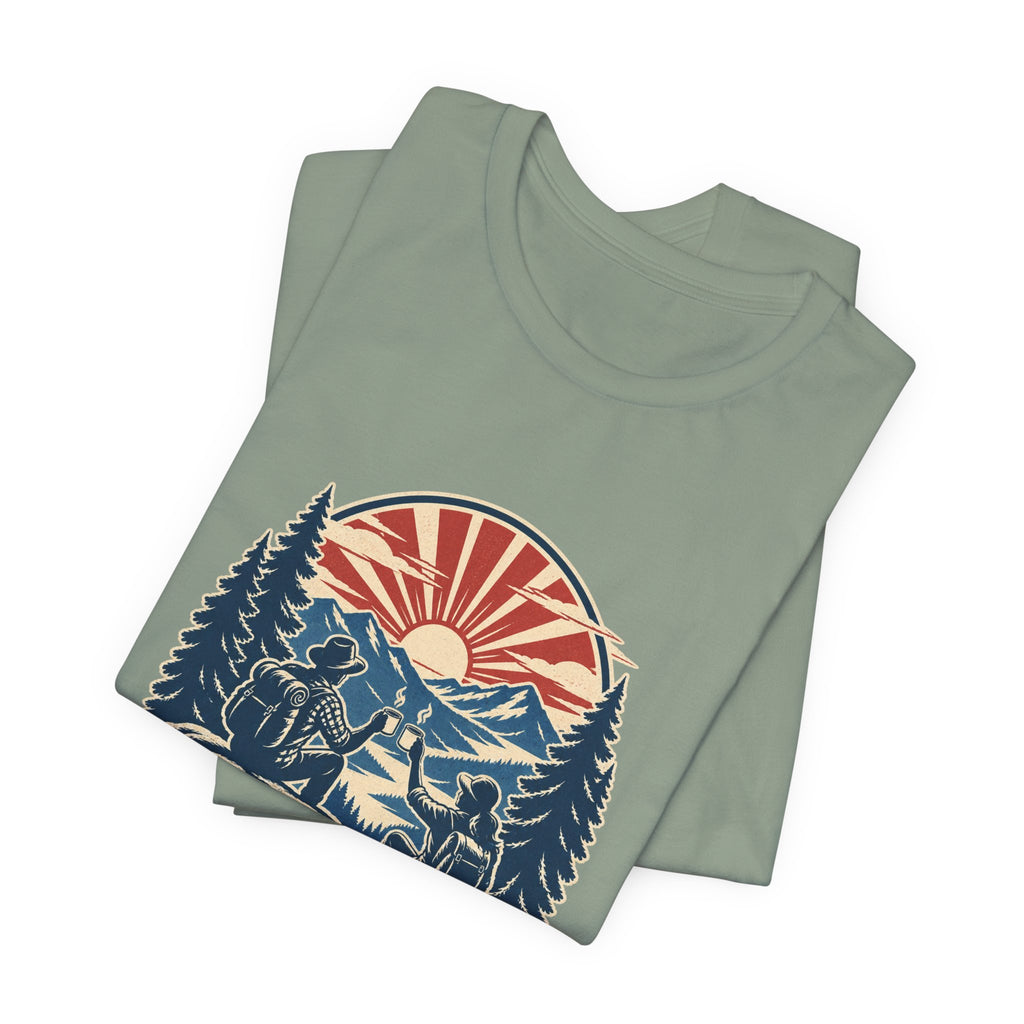 Sunrise Crew Hiking Tee — Running on Coffee & Views Vintage Mountain Shirt