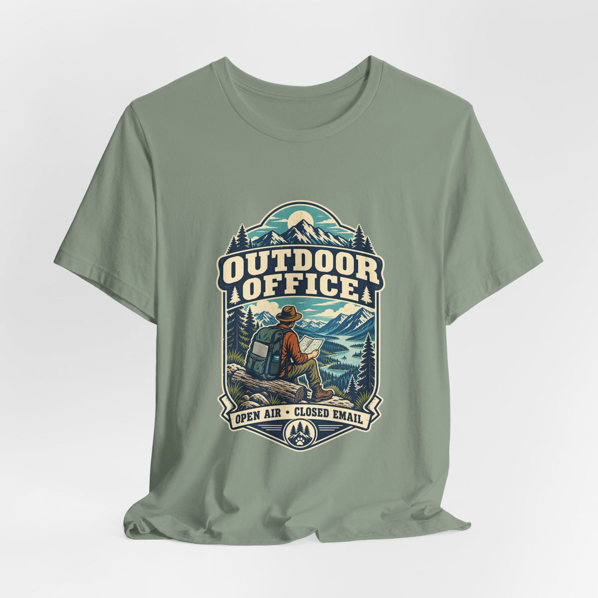 Outdoor Office T-Shirt — Open Air Closed Email Vintage Hiking and Mountain Adventure Tee