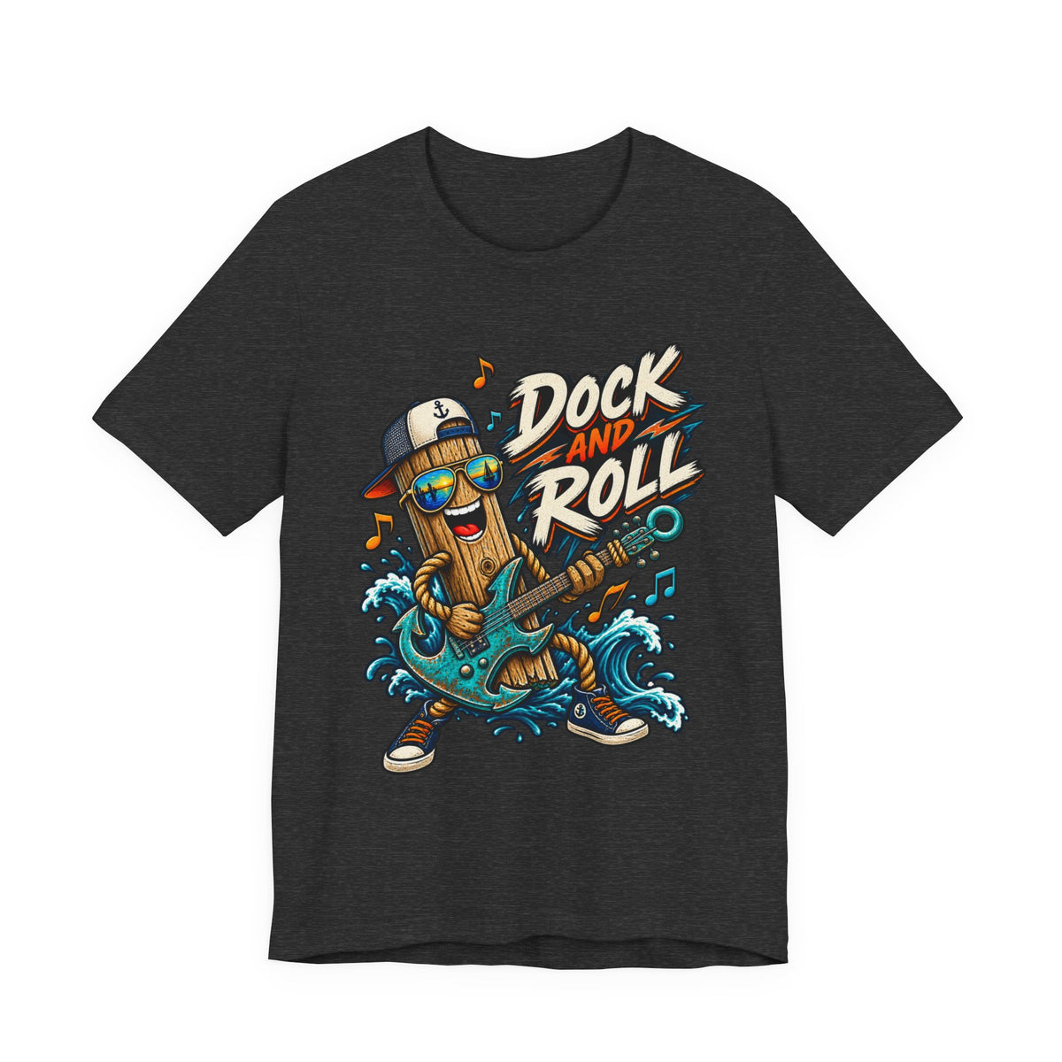 Dock and Roll T-Shirt, Funny Nautical Guitar Vintage Lake Life Tee
