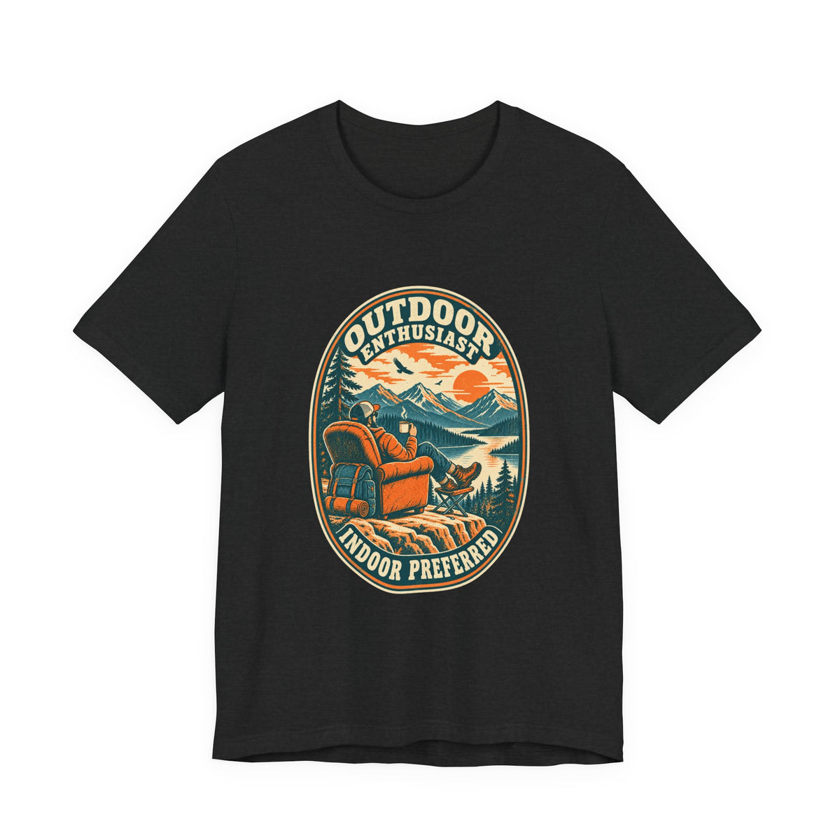 Outdoor Enthusiast Indoor Preferred T-Shirt – Vintage Mountain Camping Chair Tee