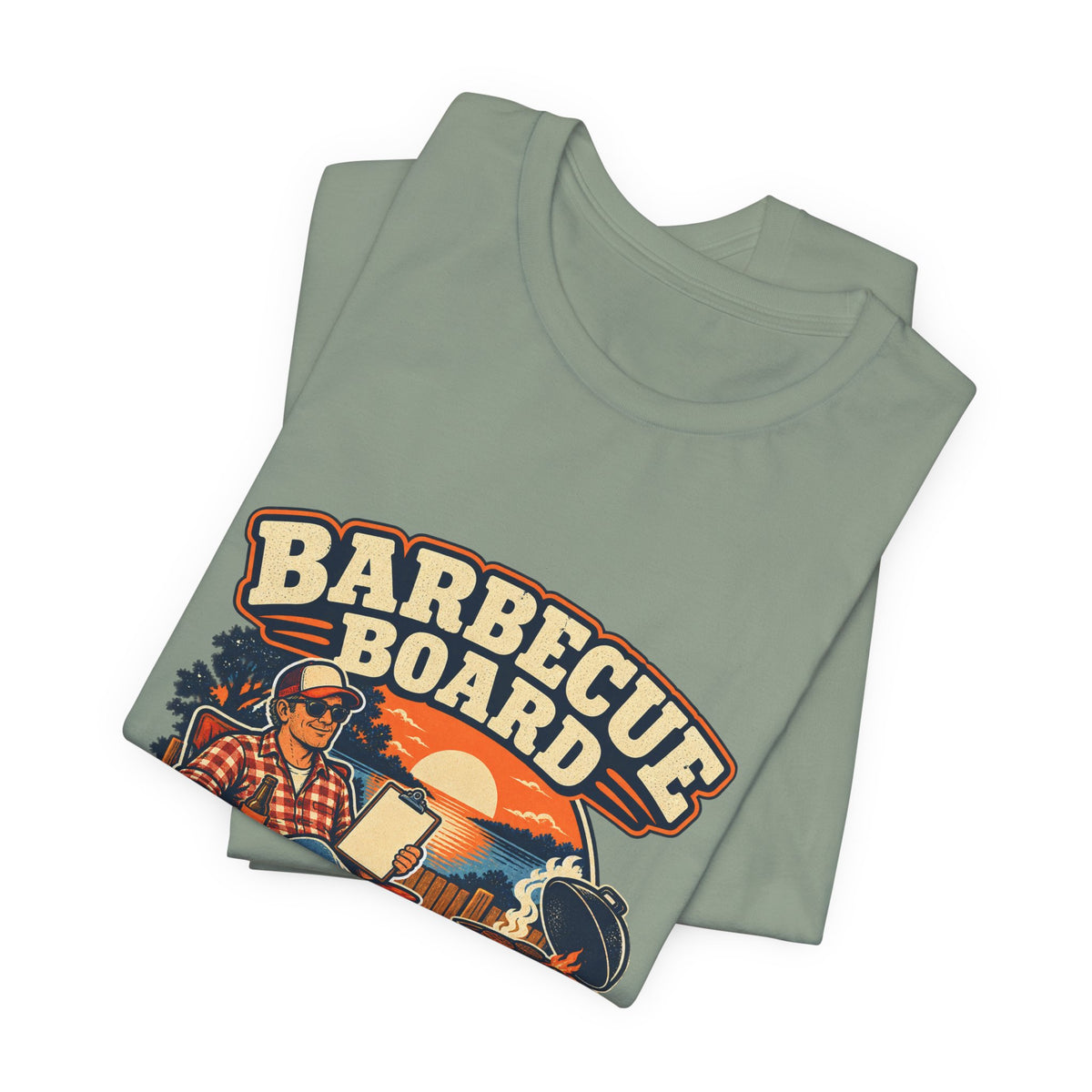 Barbecue Board Meeting at Sunset T-Shirt — Vintage Grilling & Backyard BBQ Humor