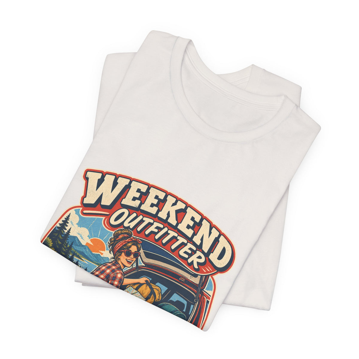 Weekend Outfitter Vintage Adventure T-Shirt — Bags Snacks Backup Plans Retro Road Trip Tee