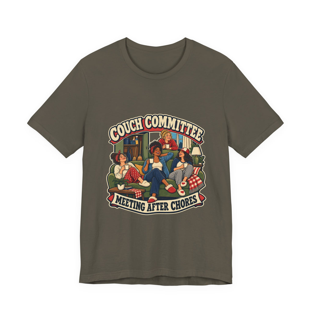 Couch Committee Meeting After Chores Vintage Coffee Girls T-Shirt