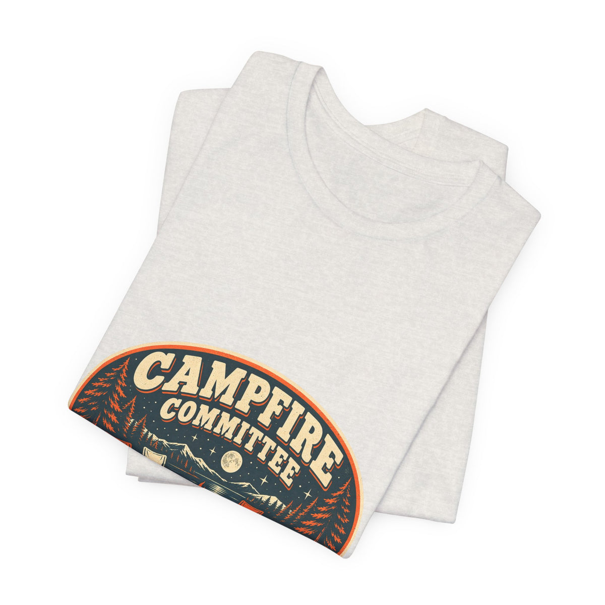 Campfire Committee T-Shirt — Meeting After Sunset Vintage Camping Badge Tee