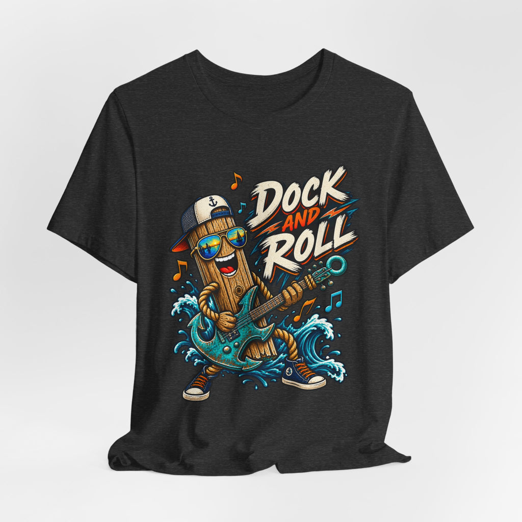 Dock and Roll T-Shirt, Funny Nautical Guitar Vintage Lake Life Tee