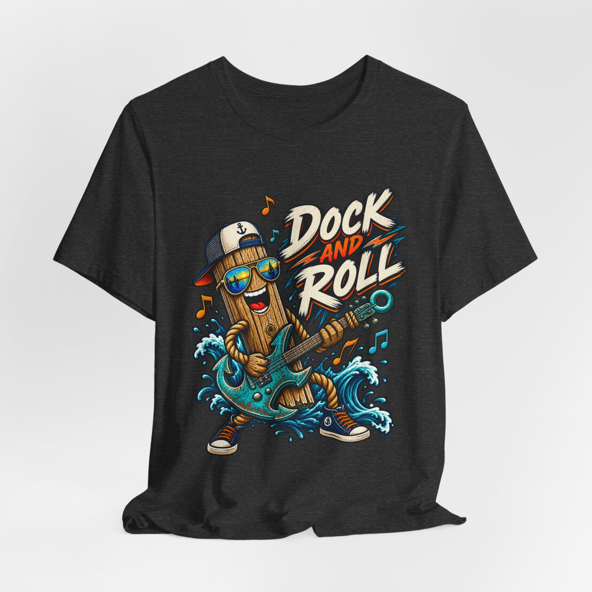 Dock and Roll T-Shirt, Funny Nautical Guitar Vintage Lake Life Tee