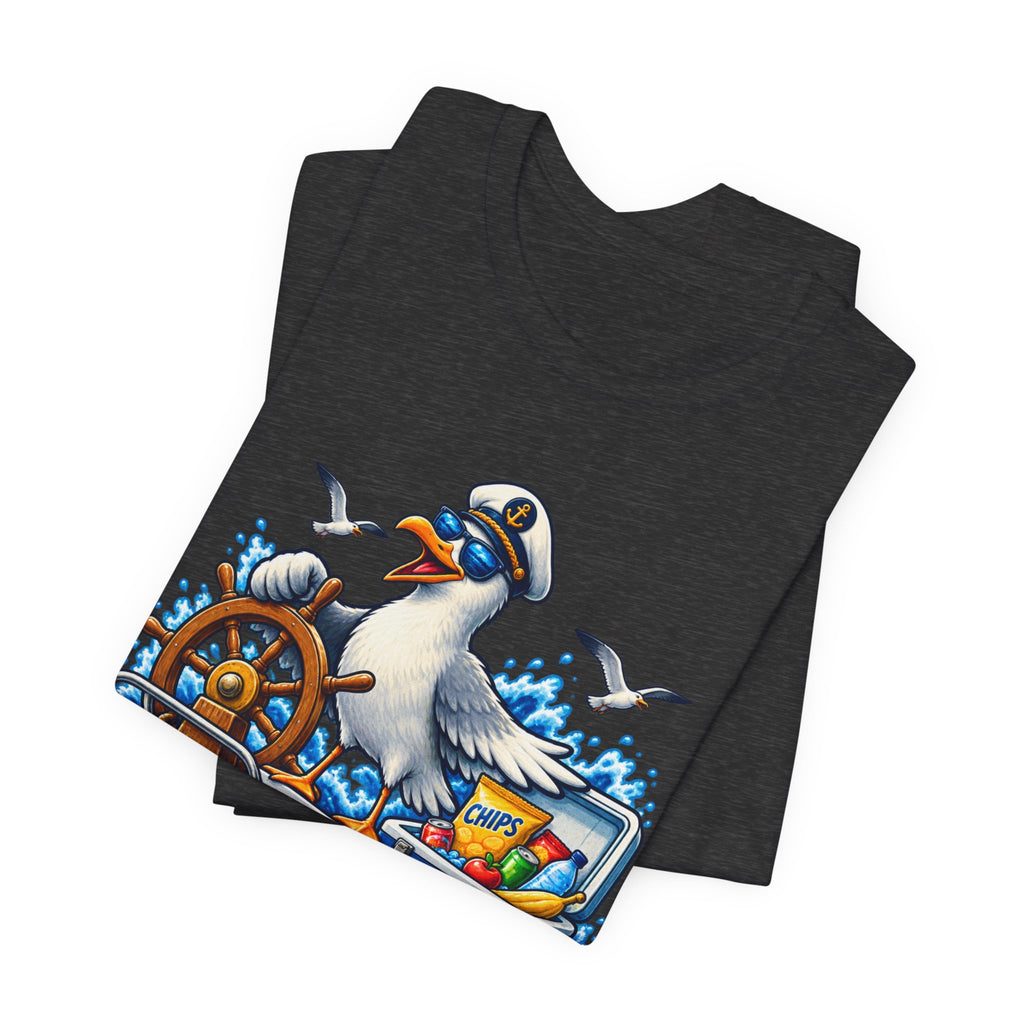 My Boat My Rules Your Snacks T-Shirt — Funny Nautical Seagull Captain Boating Tee