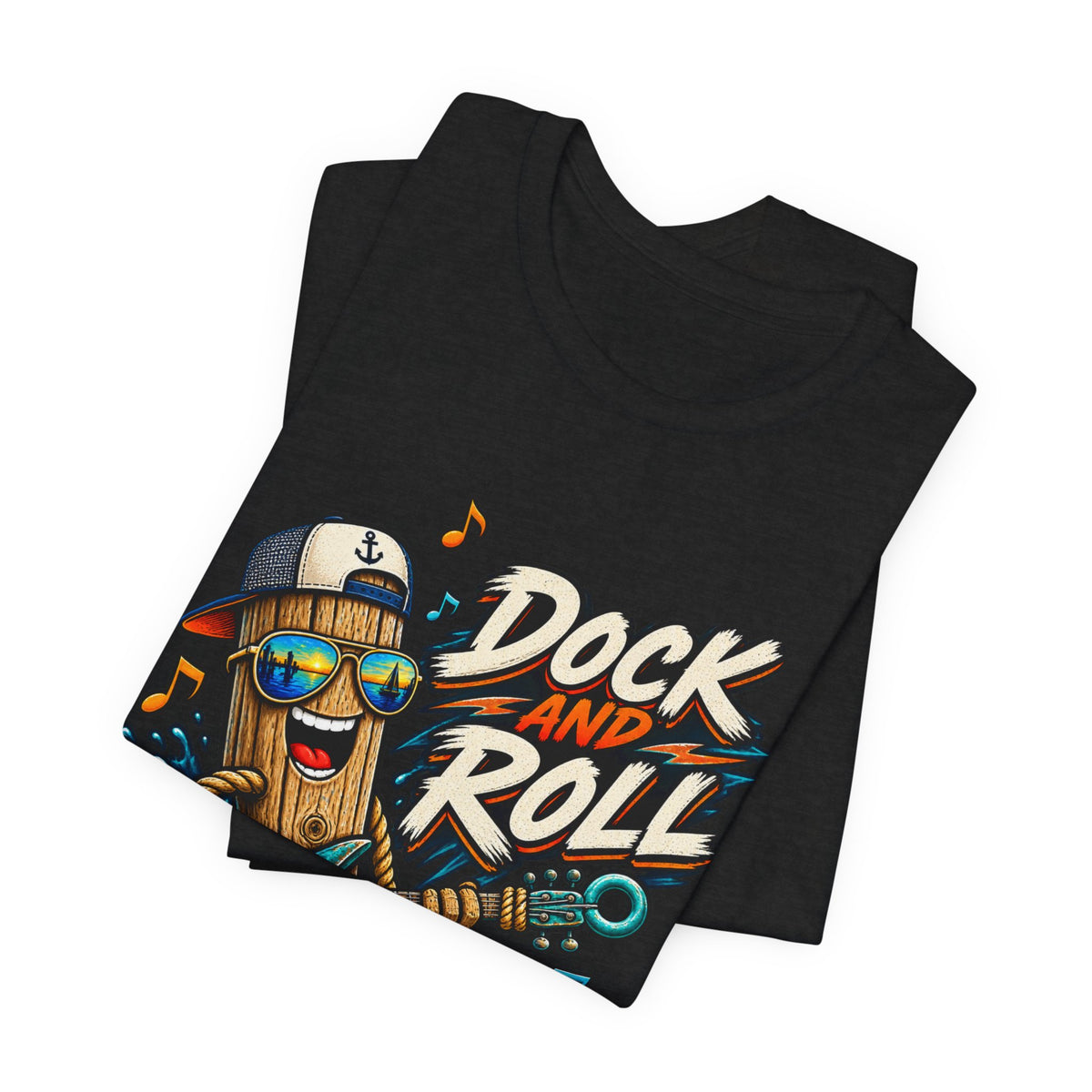 Dock and Roll T-Shirt, Funny Nautical Guitar Vintage Lake Life Tee