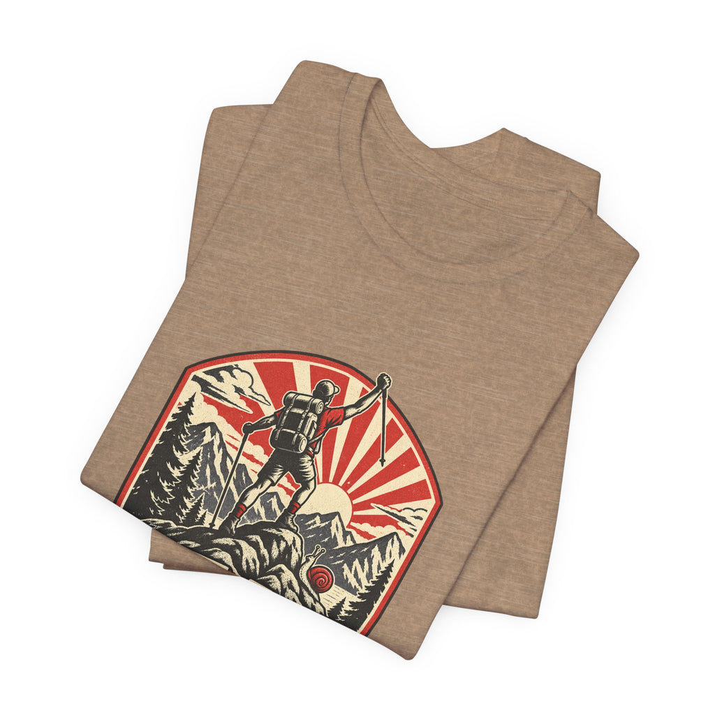 Peak Performance Questionable Pace T-Shirt — Funny Hiking Snail Vintage Mountain Tee