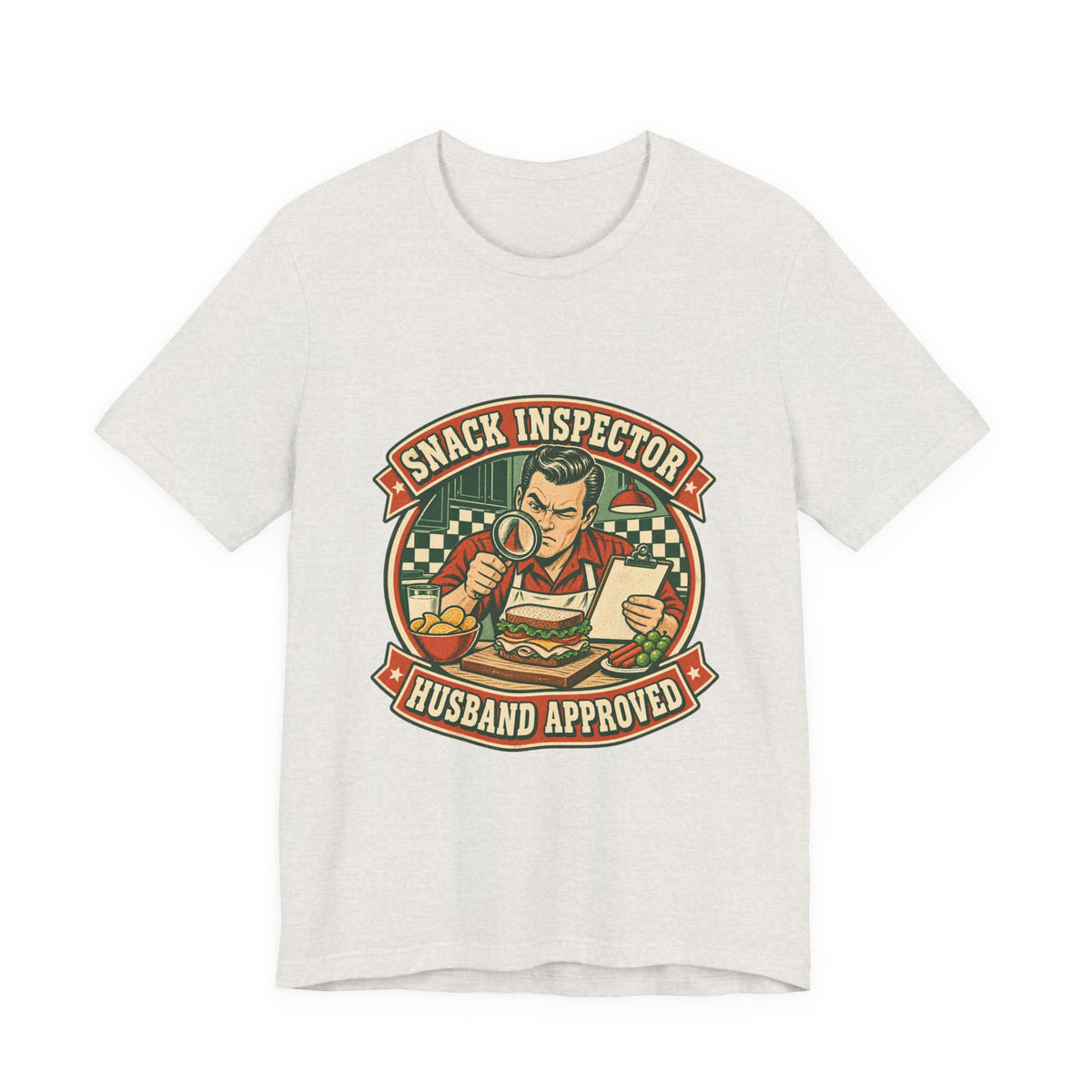Snack Inspector Husband Approved T-Shirt – Vintage Food Detective Humor Tee