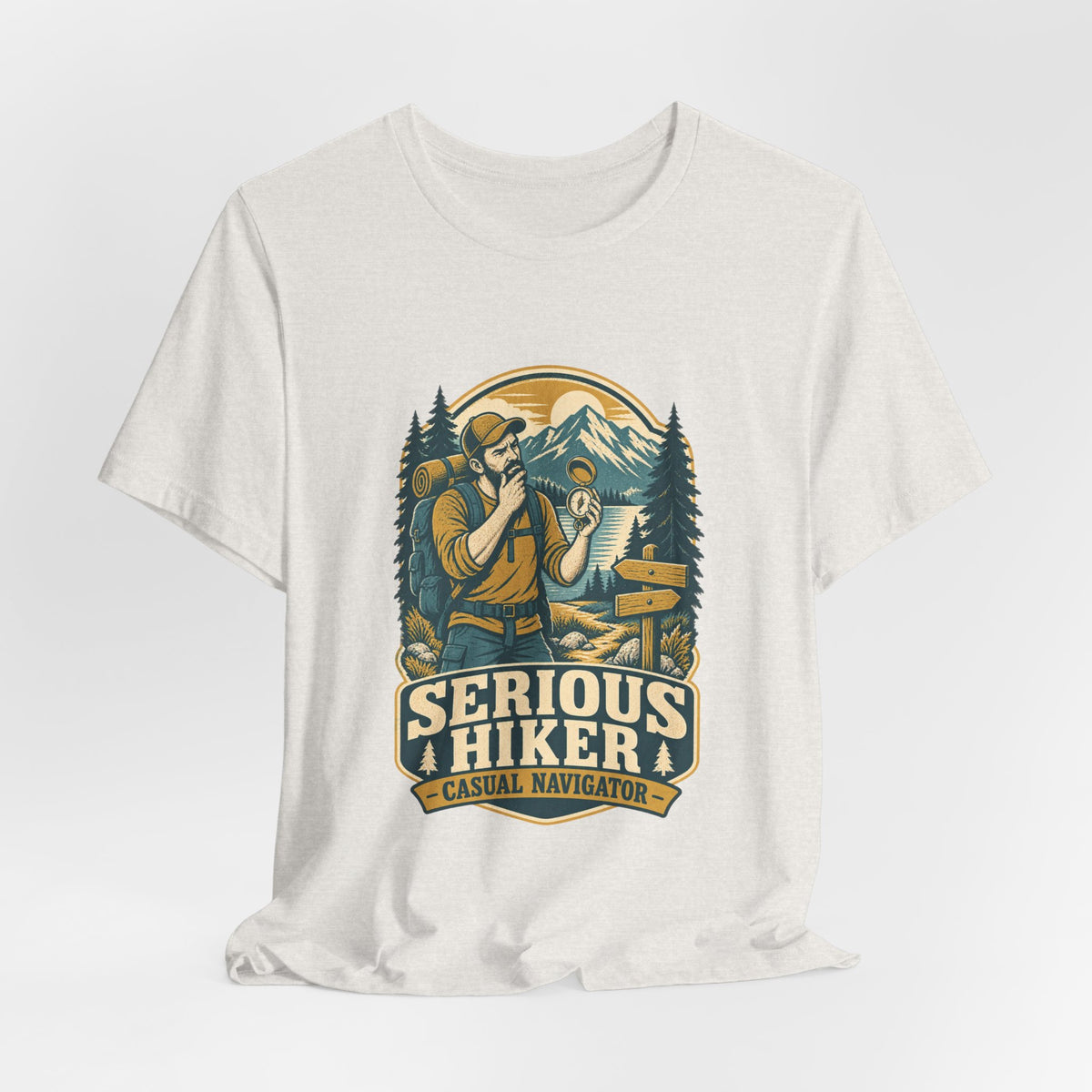 Serious Hiker T-Shirt — Casual Navigator Vintage Hiking Compass Mountain Tee