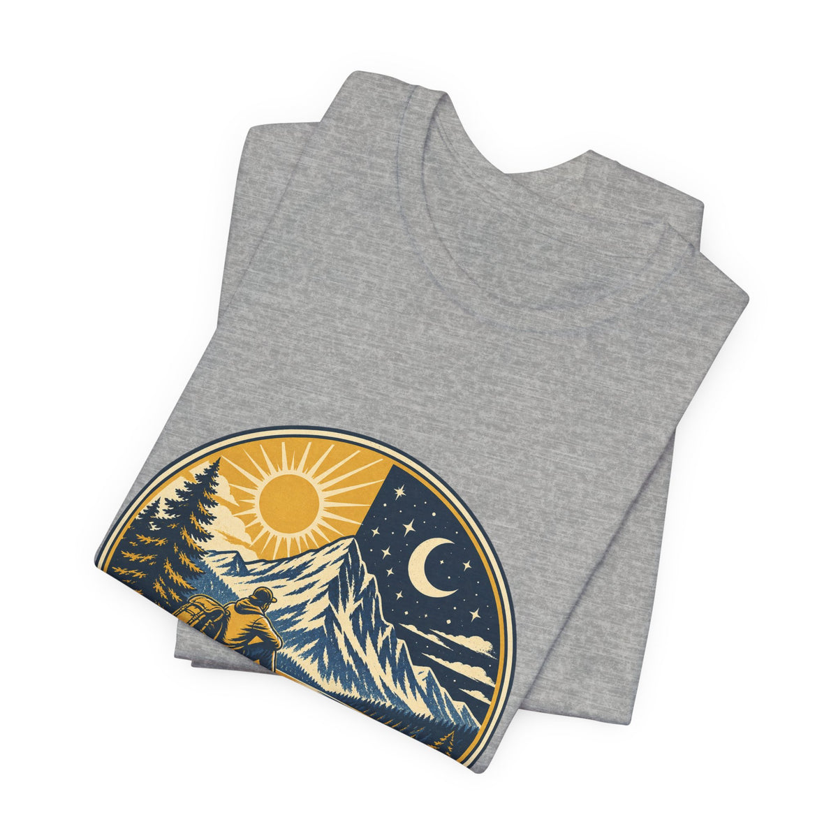 Mountain Time T-Shirt, No Clock Required Vintage Hiking Mountain Lake Tee