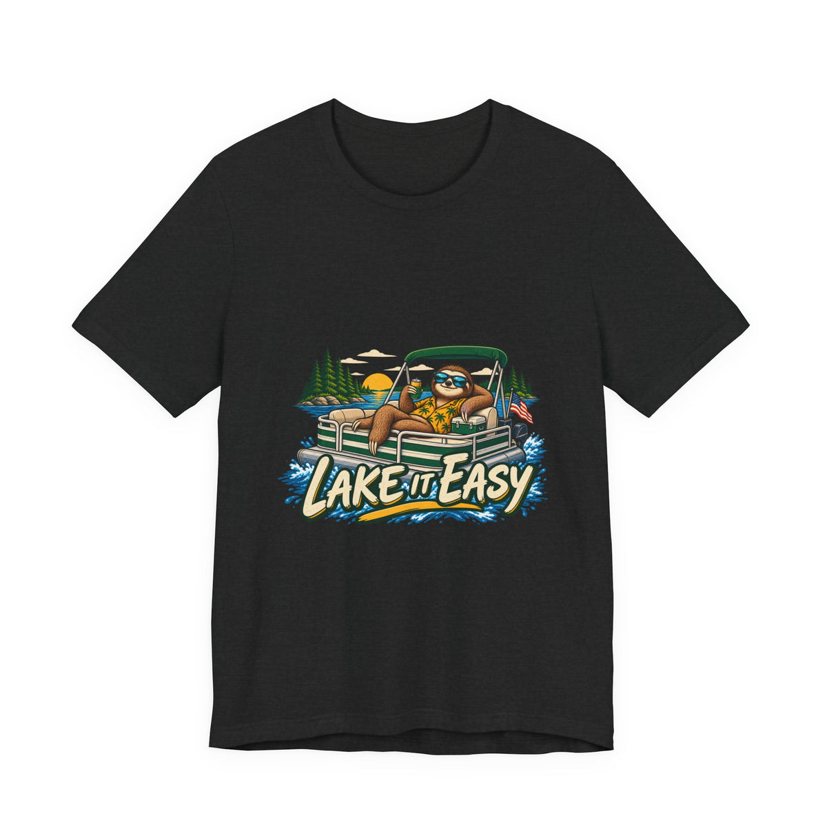 Lake It Easy Sloth Pontoon Boat T-Shirt — Vintage Summer Lake Life Humor Tee