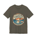 Hooked on Weekends Fishing T-Shirt — Vintage Lake Reel & Sunrise Tee