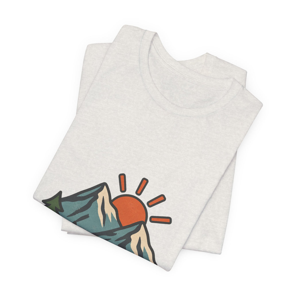 Vintage Mountain Sunrise T-Shirt — Retro Pine Trees, Scenic Hiking Trail & Outdoor Adventure Tee