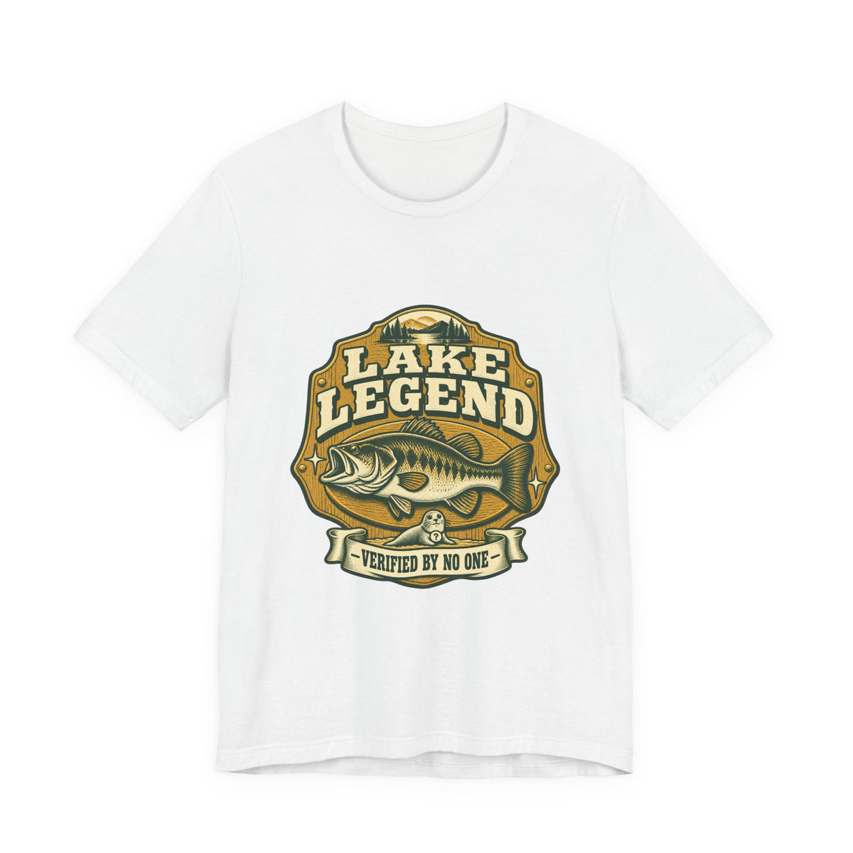 Lake Legend Fishing T-Shirt — Vintage Bass and “Verified by No One” Lake Life Tee
