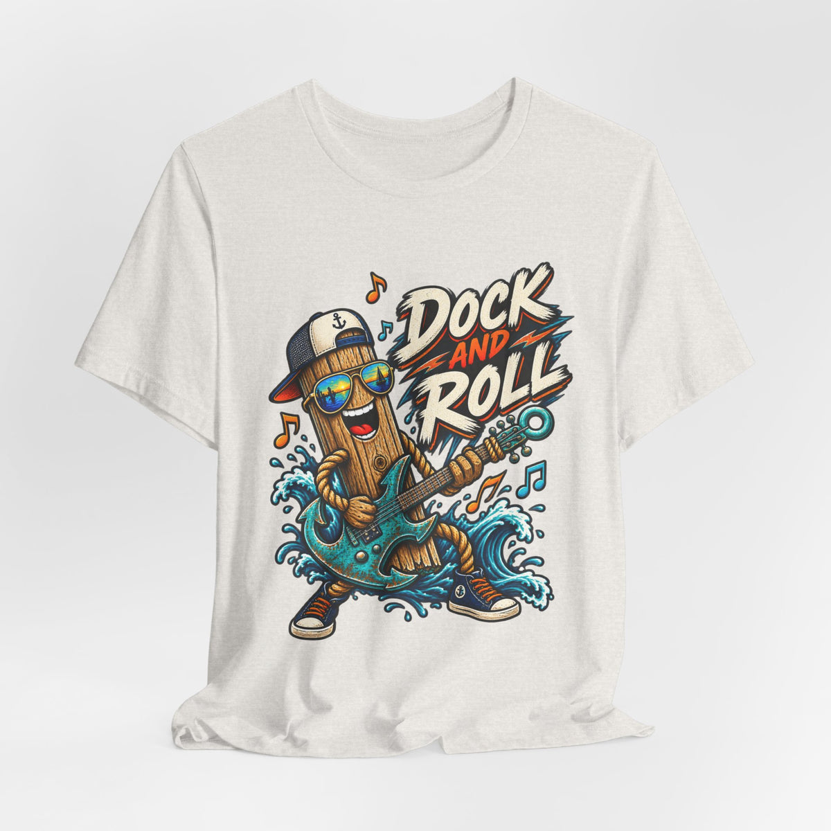 Dock and Roll T-Shirt, Funny Nautical Guitar Vintage Lake Life Tee