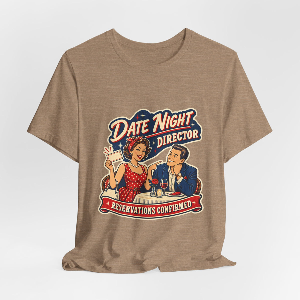 Date Night Director T-Shirt — Reservations Confirmed Retro Couple Dinner Date Tee