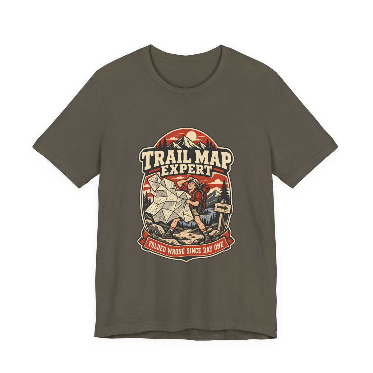 Trail Map Expert T-Shirt — Folded Wrong Since Day One Vintage Hiking Tee