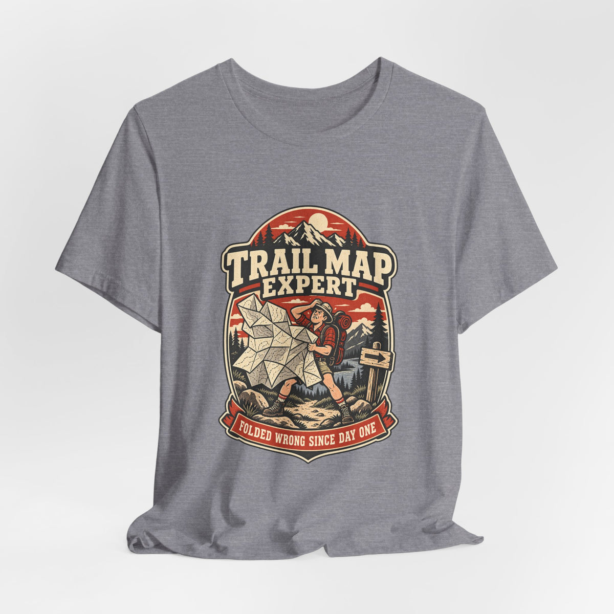 Trail Map Expert T-Shirt — Folded Wrong Since Day One Vintage Hiking Tee