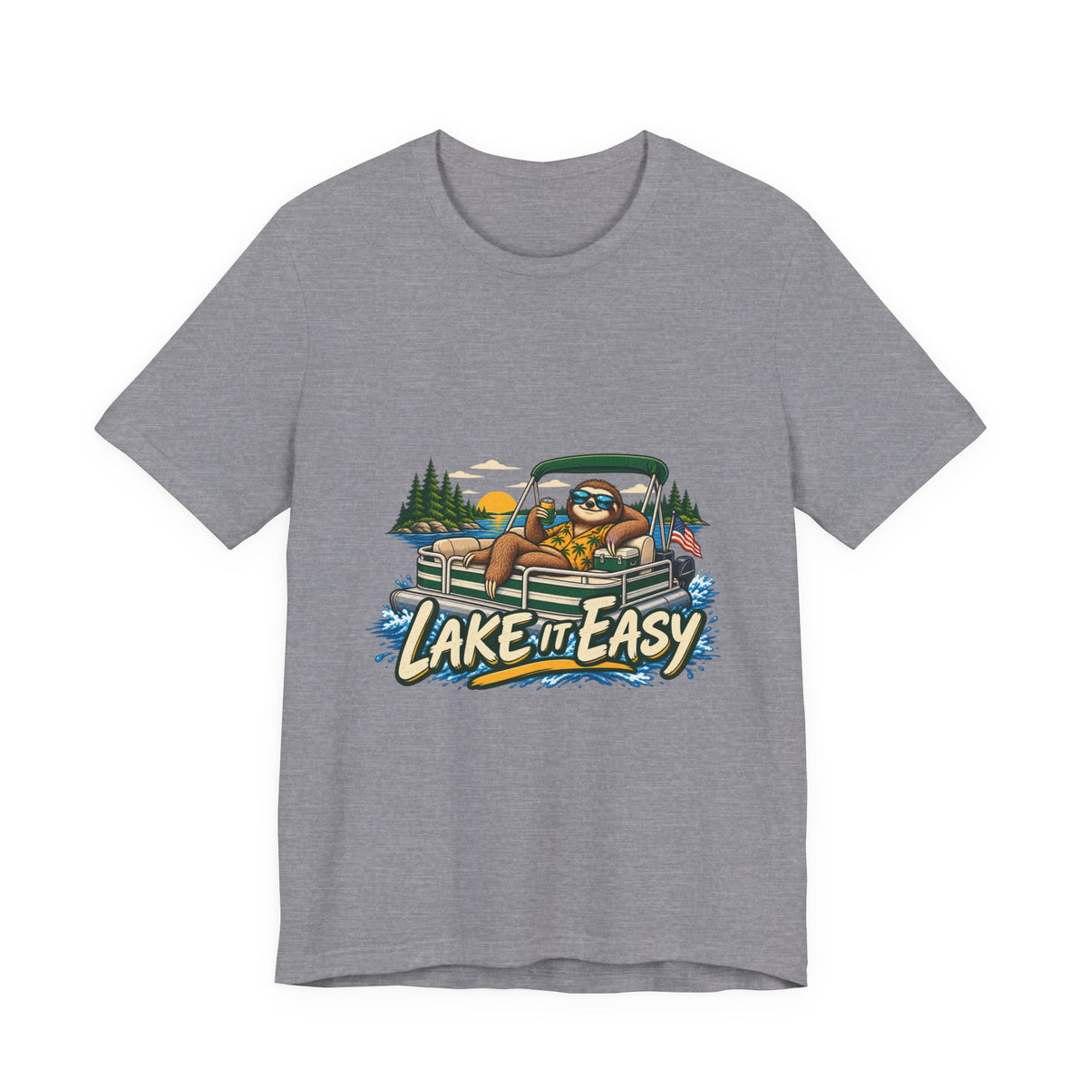 Lake It Easy Sloth Pontoon Boat T-Shirt — Vintage Summer Lake Life Humor Tee
