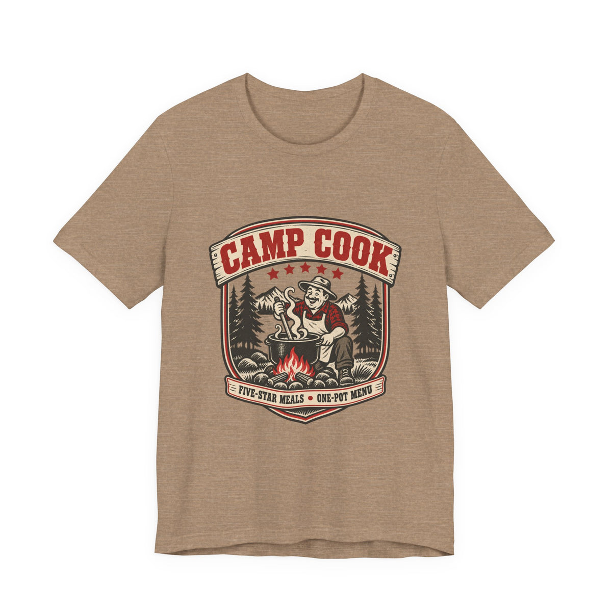Camp Cook T-Shirt — Five-Star Meals One-Pot Menu Vintage Camping Tee