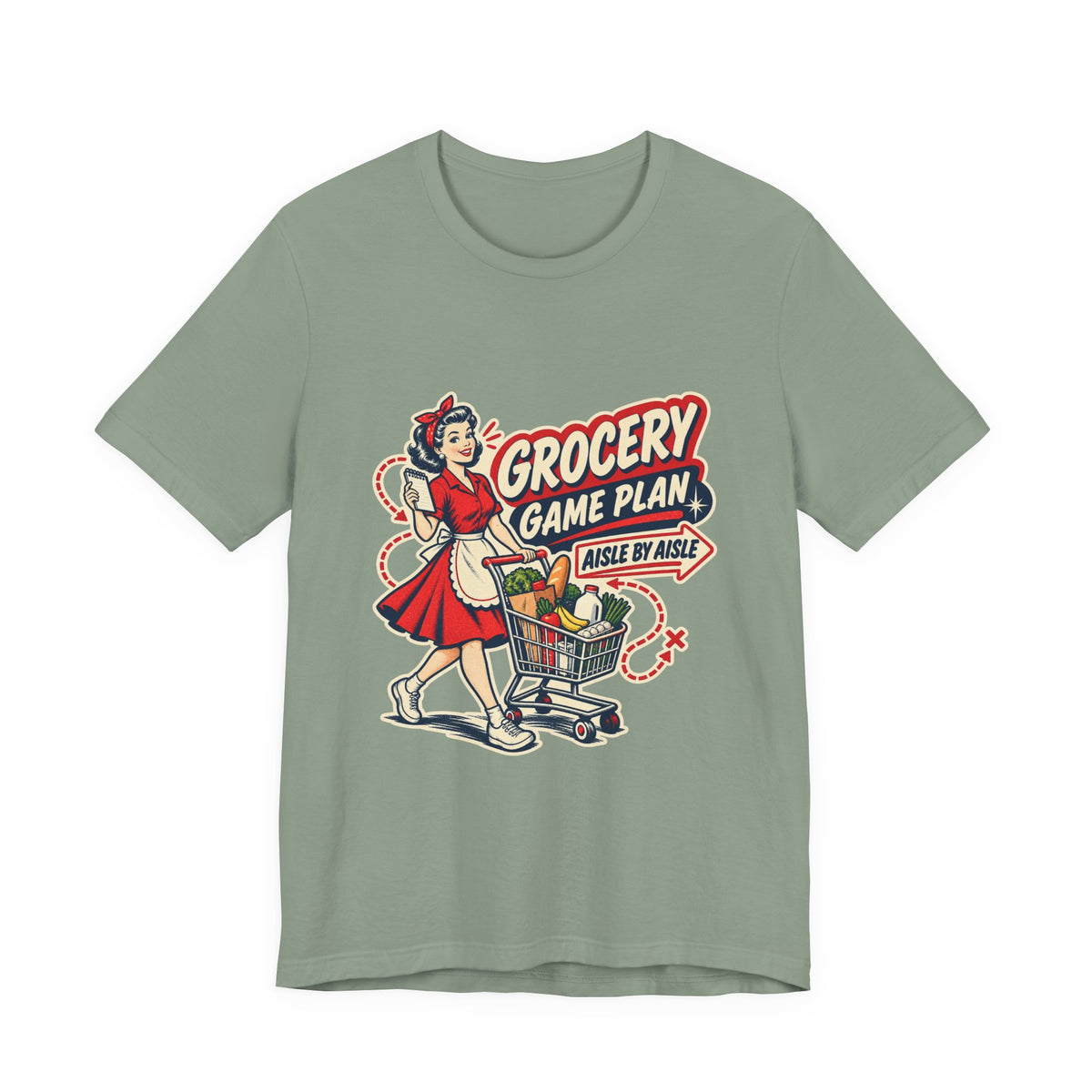 Grocery Game Plan Vintage T-Shirt — Aisle by Aisle Retro Shopping Humor Tee