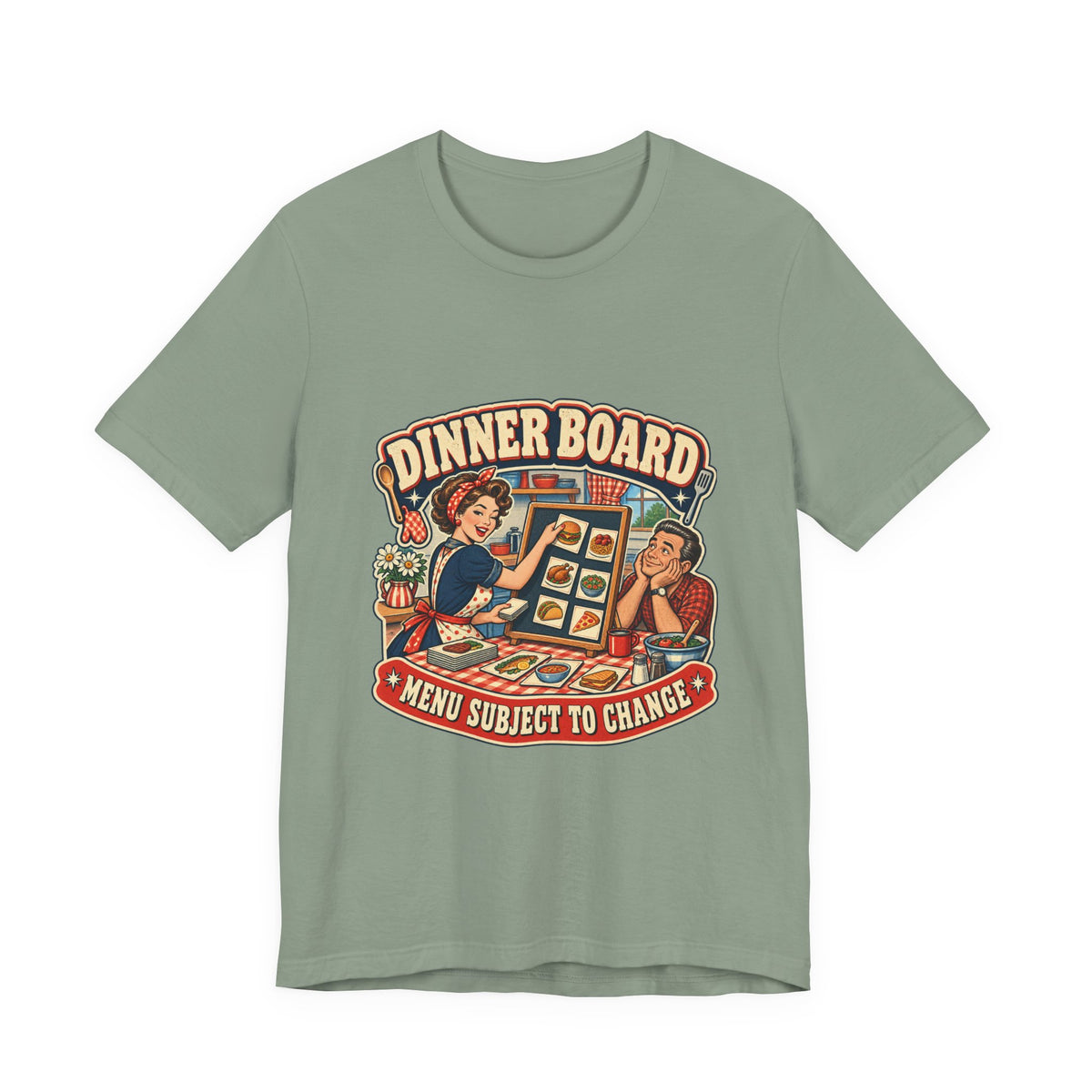 Dinner Board Menu Subject to Change Retro Vintage Food Humor T-Shirt