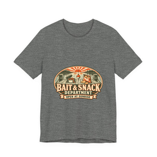 Bait & Snack Department T-Shirt — Open at Sunrise Fishing Dock Vintage Tee