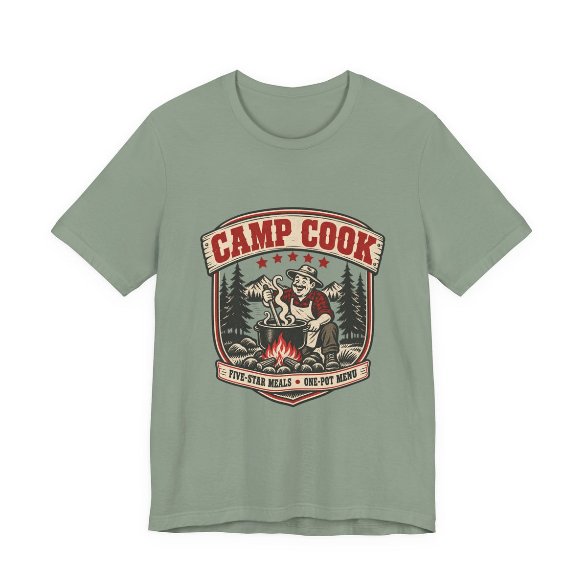 Camp Cook T-Shirt — Five-Star Meals One-Pot Menu Vintage Camping Tee
