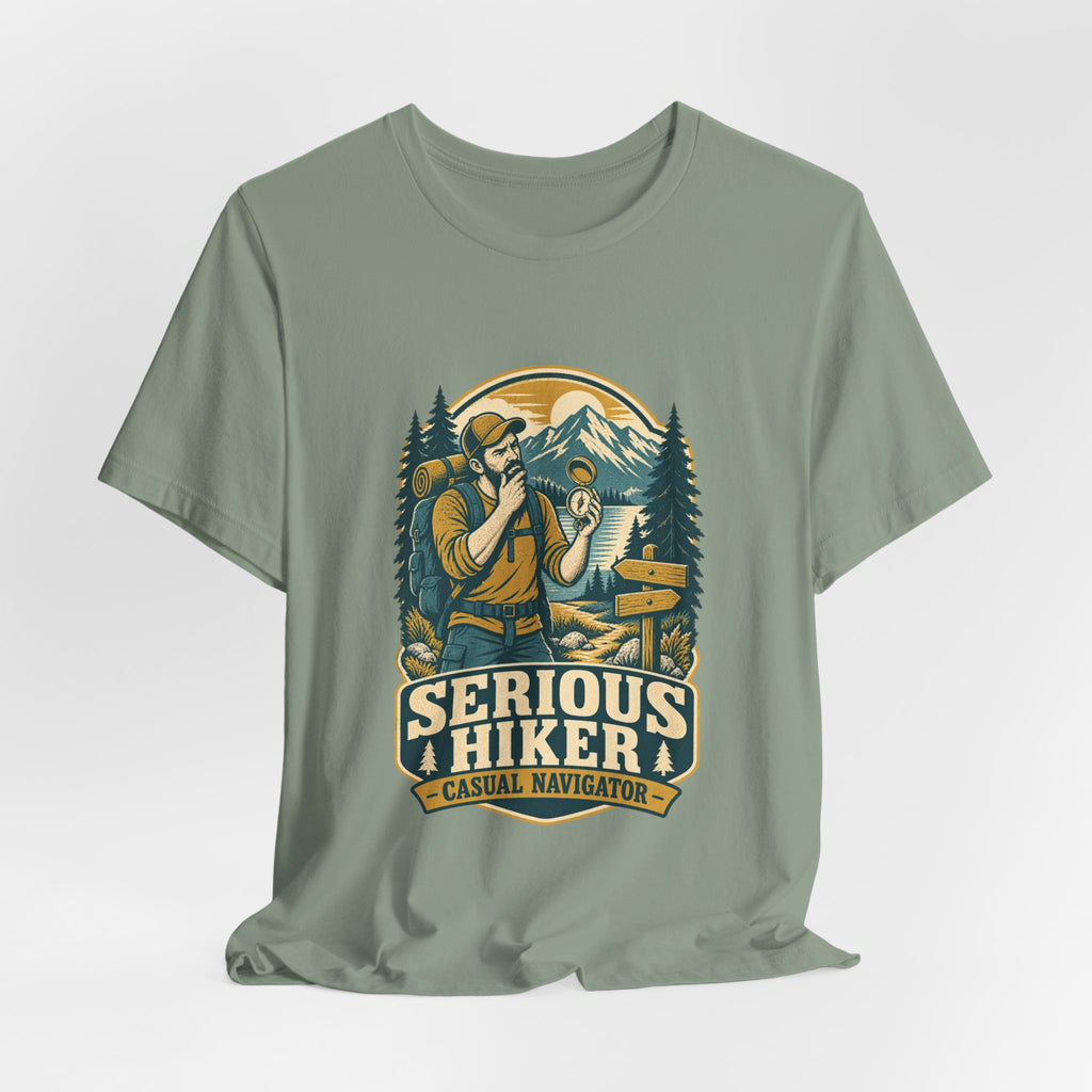 Serious Hiker T-Shirt — Casual Navigator Vintage Hiking Compass Mountain Tee