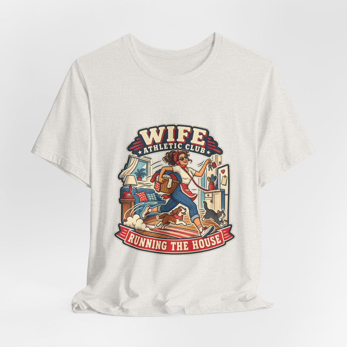 Wife Athletic Club Running the House T-Shirt — Retro Homemaker Humor Tee