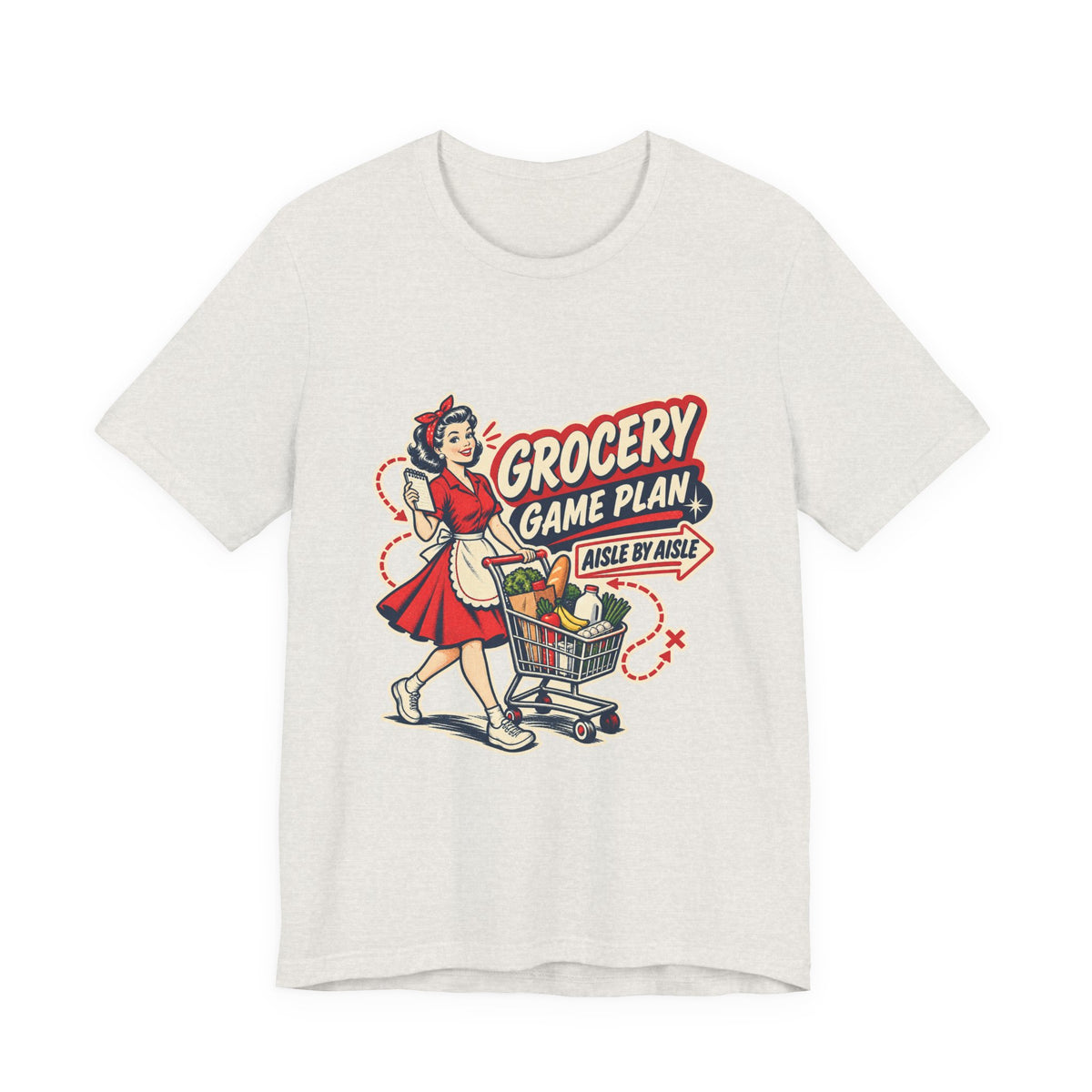 Grocery Game Plan Vintage T-Shirt — Aisle by Aisle Retro Shopping Humor Tee