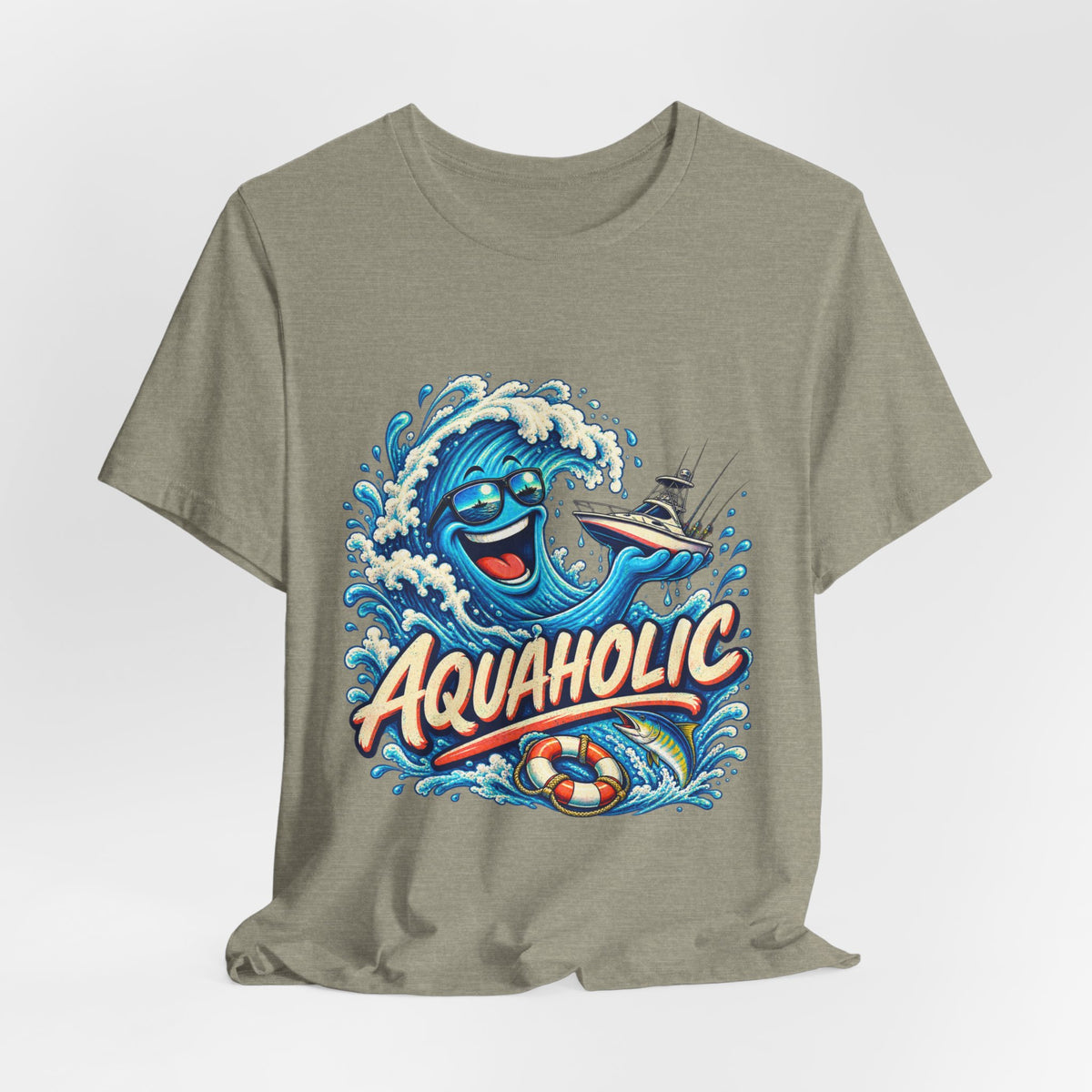 Aquaholic T-Shirt, Vintage Ocean Wave Humor Tee for Boating and Fishing Fans