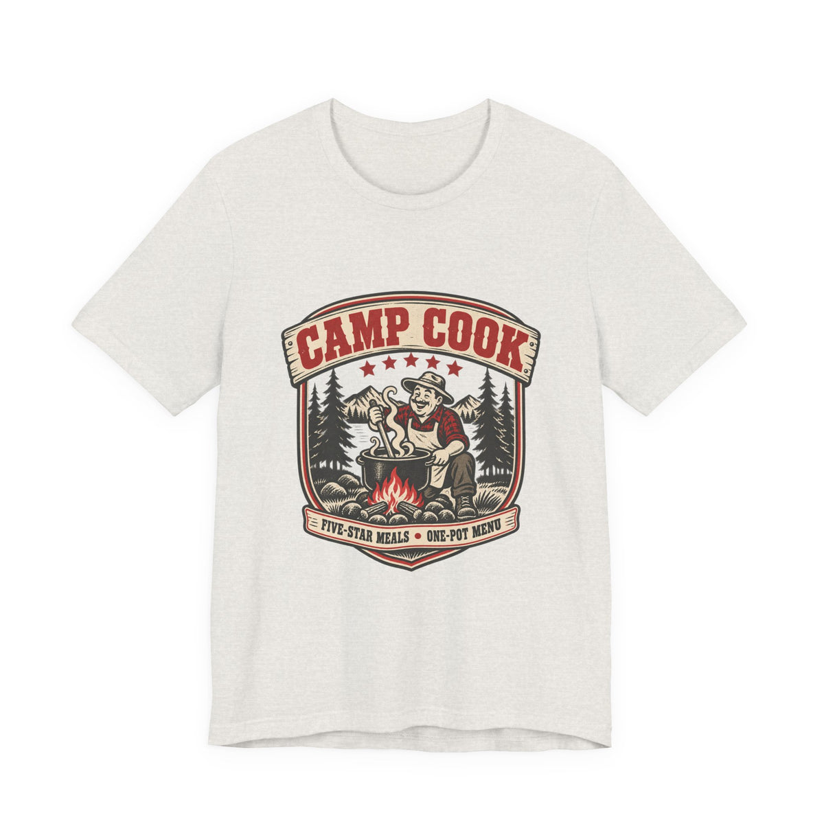 Camp Cook T-Shirt — Five-Star Meals One-Pot Menu Vintage Camping Tee