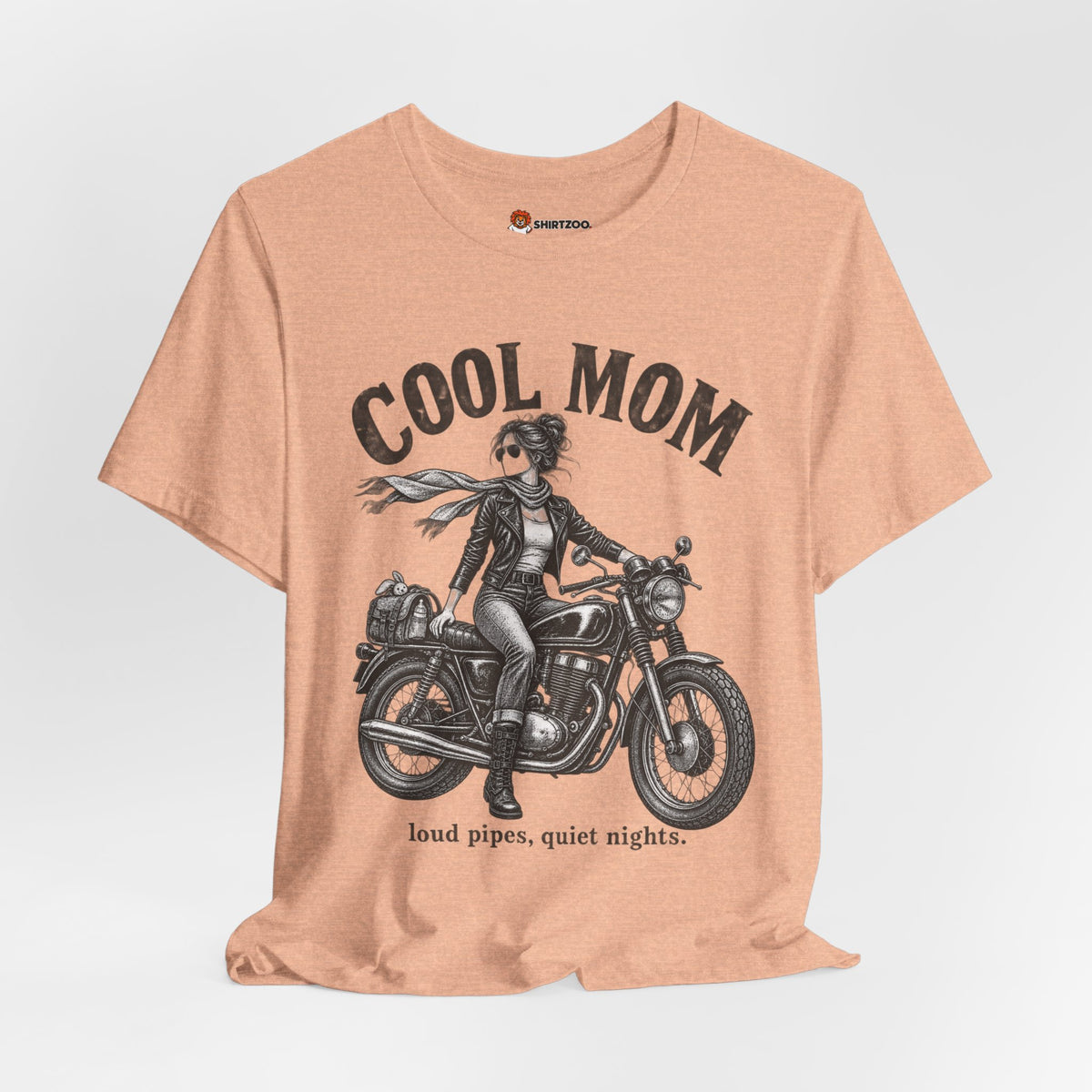 Cool Mom Motorcycle T-Shirt — 'loud pipes, quiet nights.' Biker Mom Tee