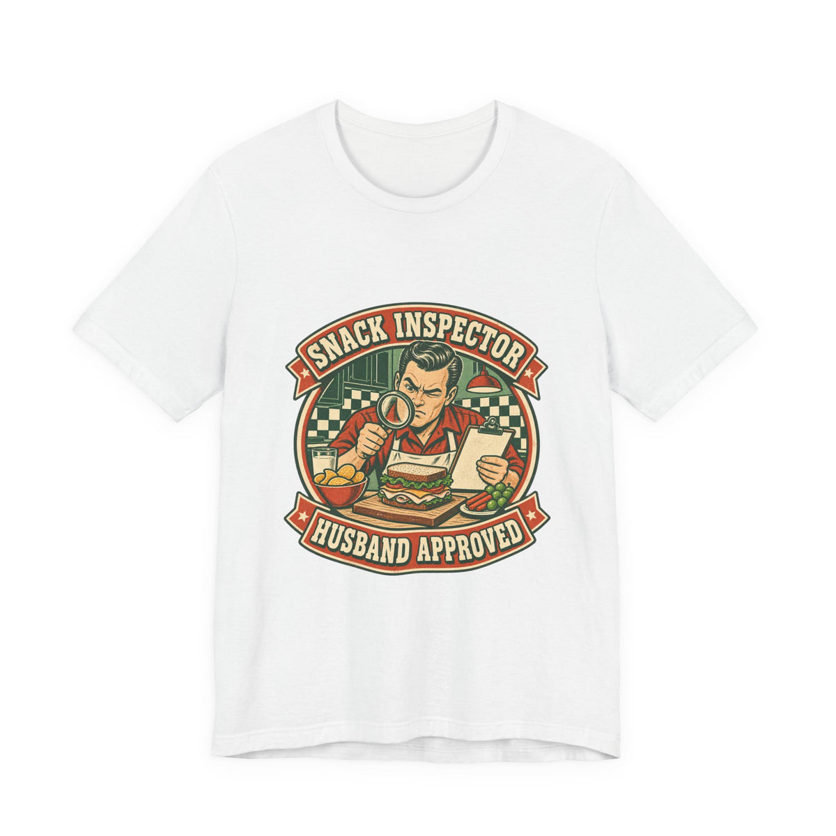 Snack Inspector Husband Approved T-Shirt – Vintage Food Detective Humor Tee