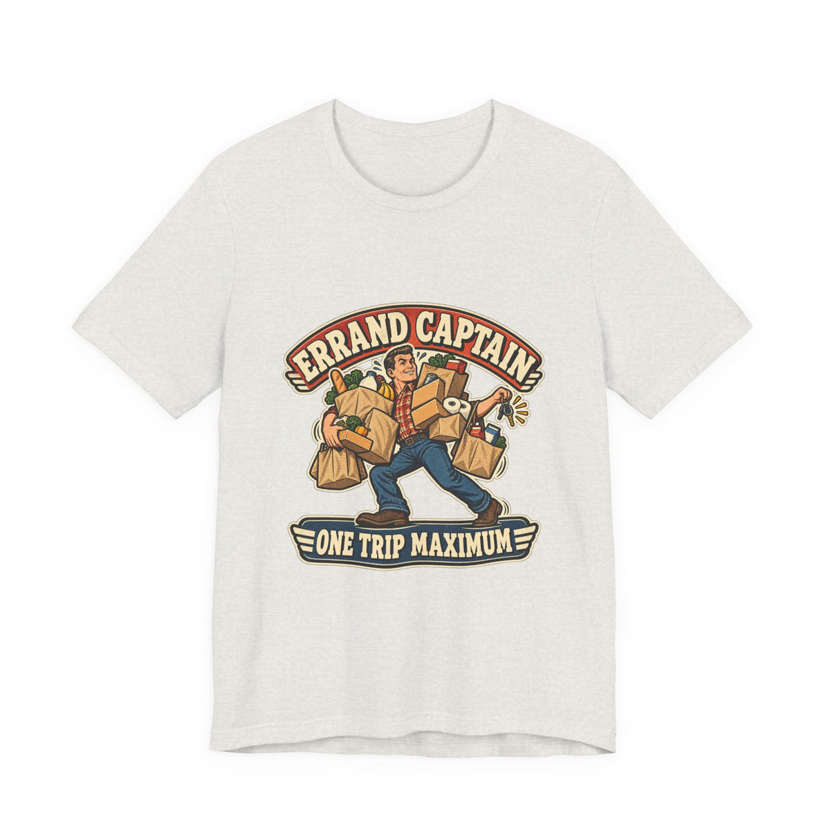 Errand Captain One Trip Maximum T-Shirt — Retro Grocery Haul Humor Tee
