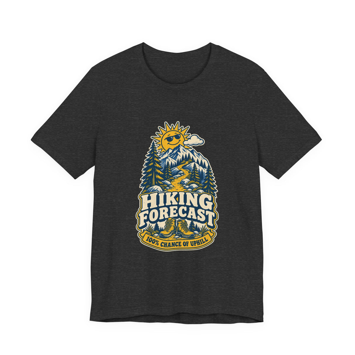Hiking Forecast T-Shirt — 100% Chance of Uphill Vintage Mountain Tee